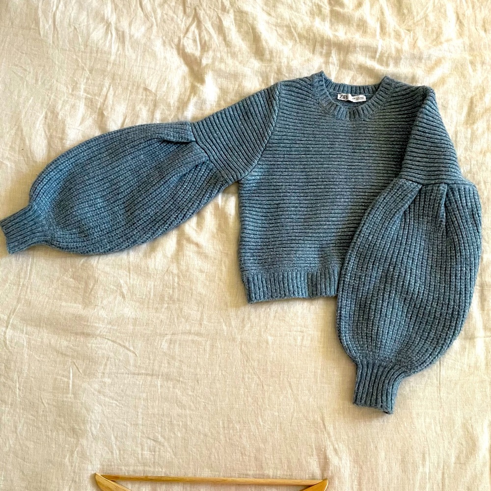 Zara Balloon Sleeve Crop Sweater